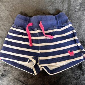 mini Boden towelling shorts 3T blue and white stripes